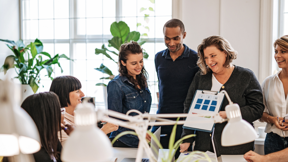 employees in a green office