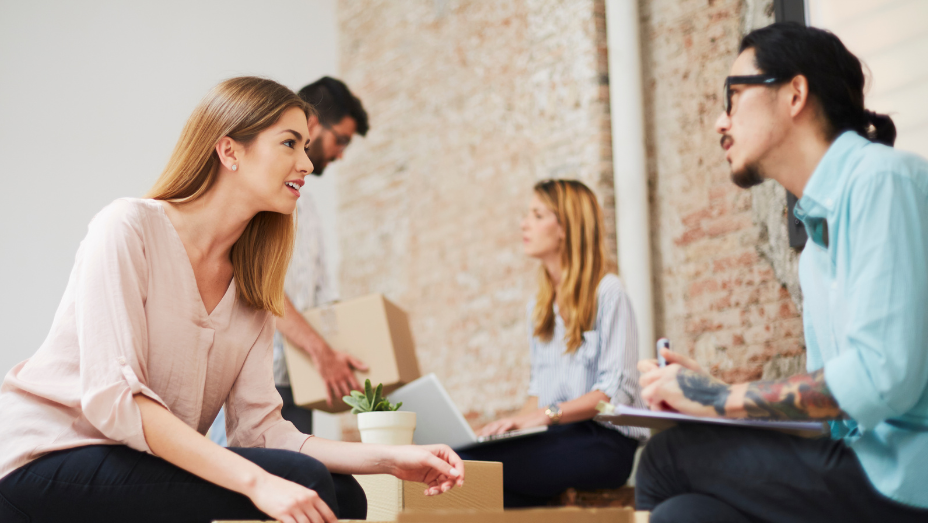 employees in a new office