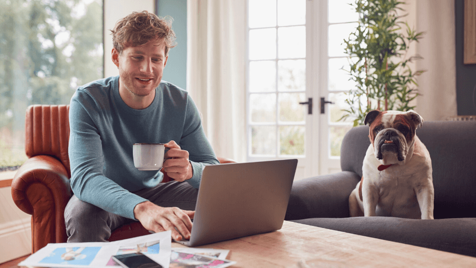 man working from home