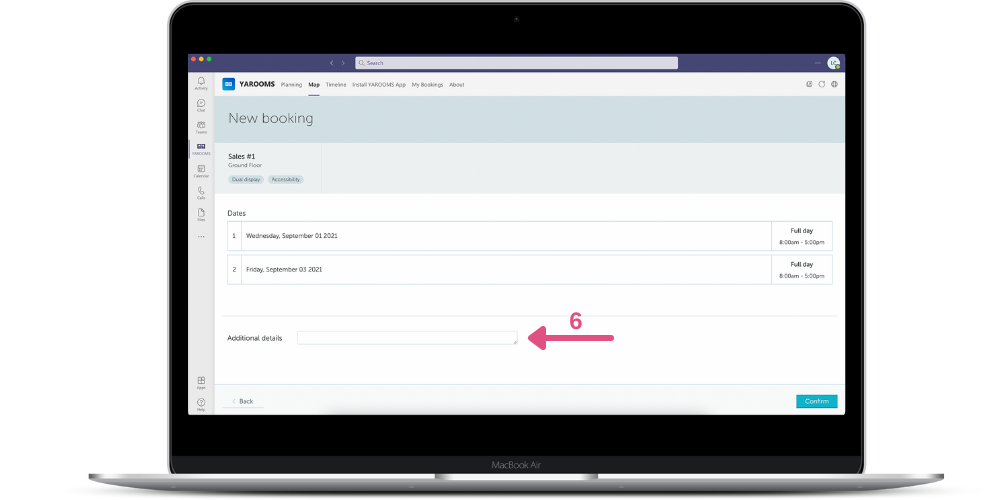 Add additional details to your booking