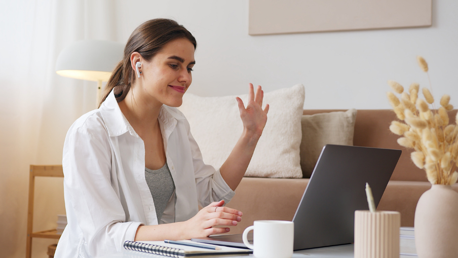 woman having an online meeting