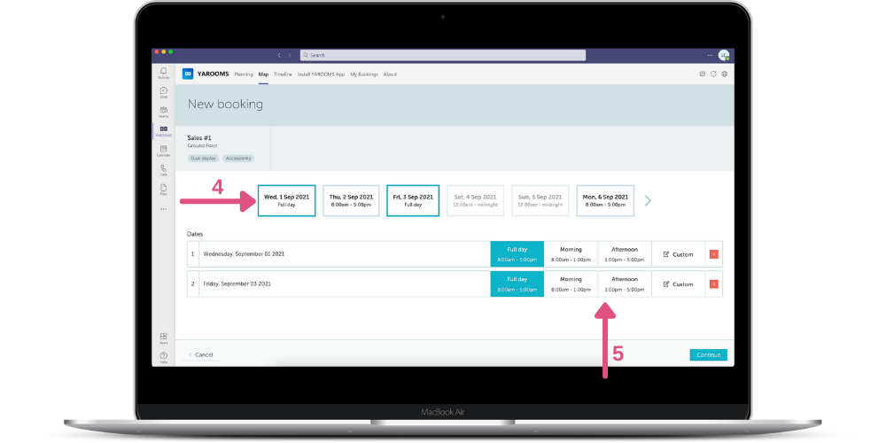 Select booking date and time